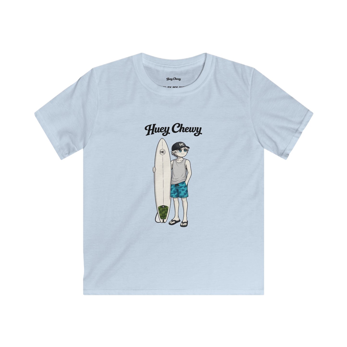 Huey Chewy surfer t-shirt in light blue - flat lay