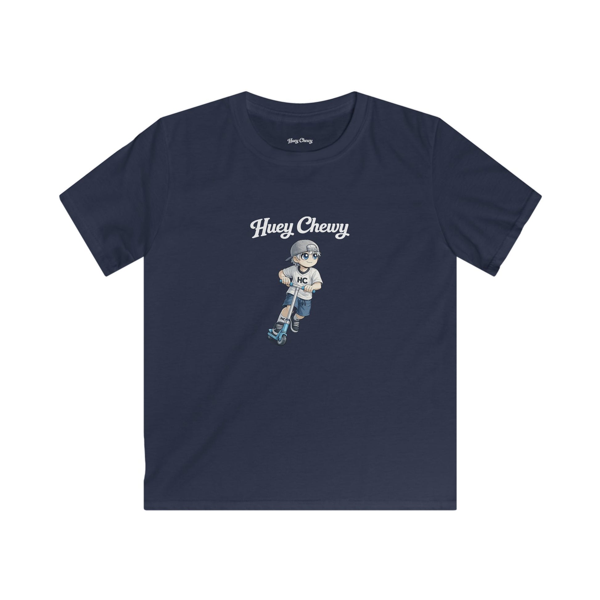 Huey Chewy scooter rider t-shirt in navy blue - flat lay