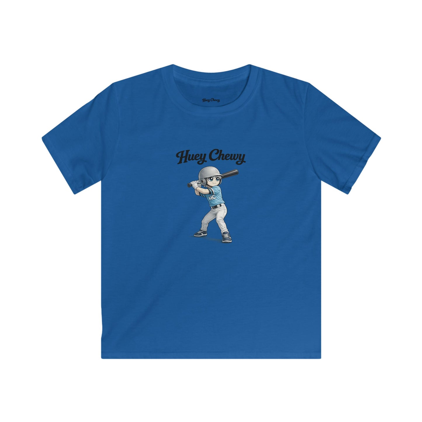 Huey Chewy baseball player t-shirt in blue - flat lay