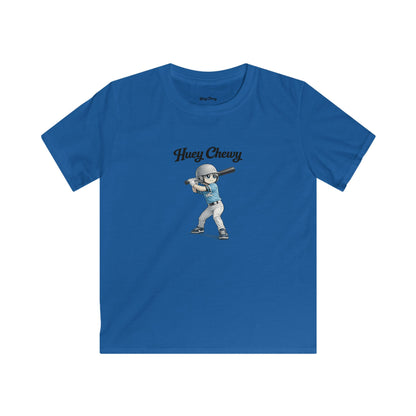 Huey Chewy baseball player t-shirt in blue - flat lay