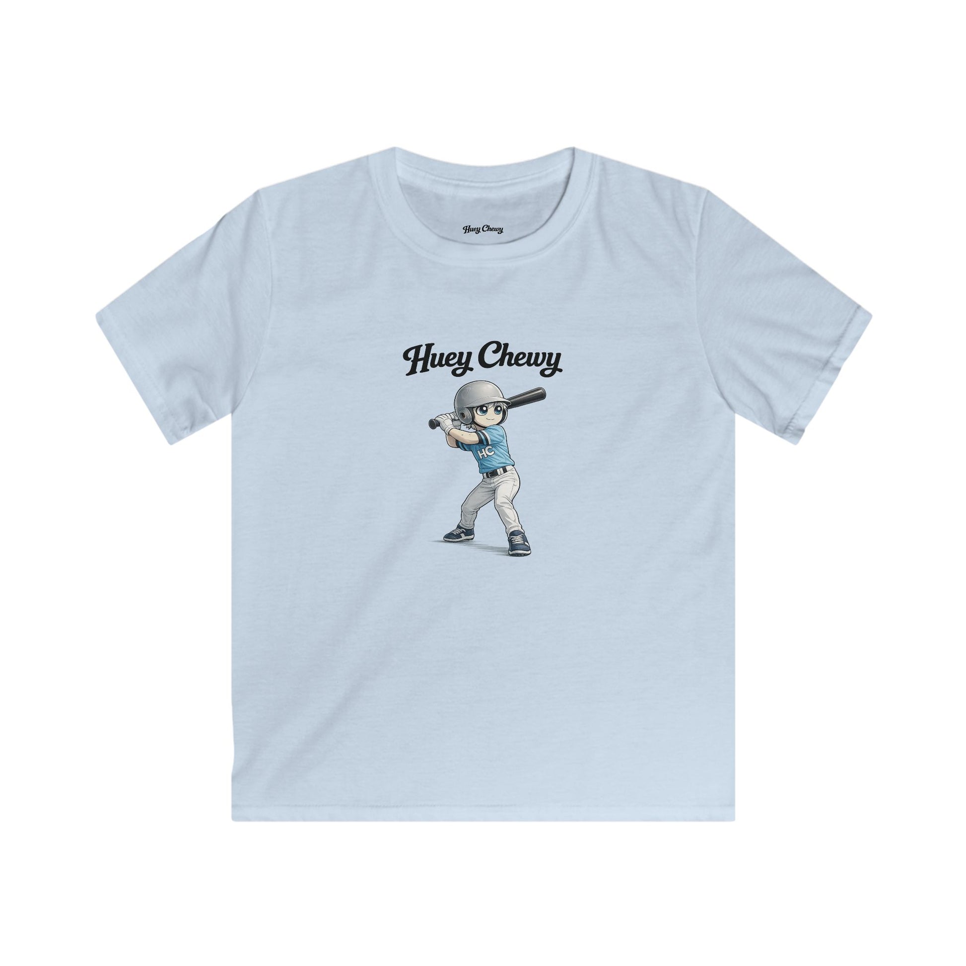 Huey Chewy baseball player t-shirt in light blue - flat lay