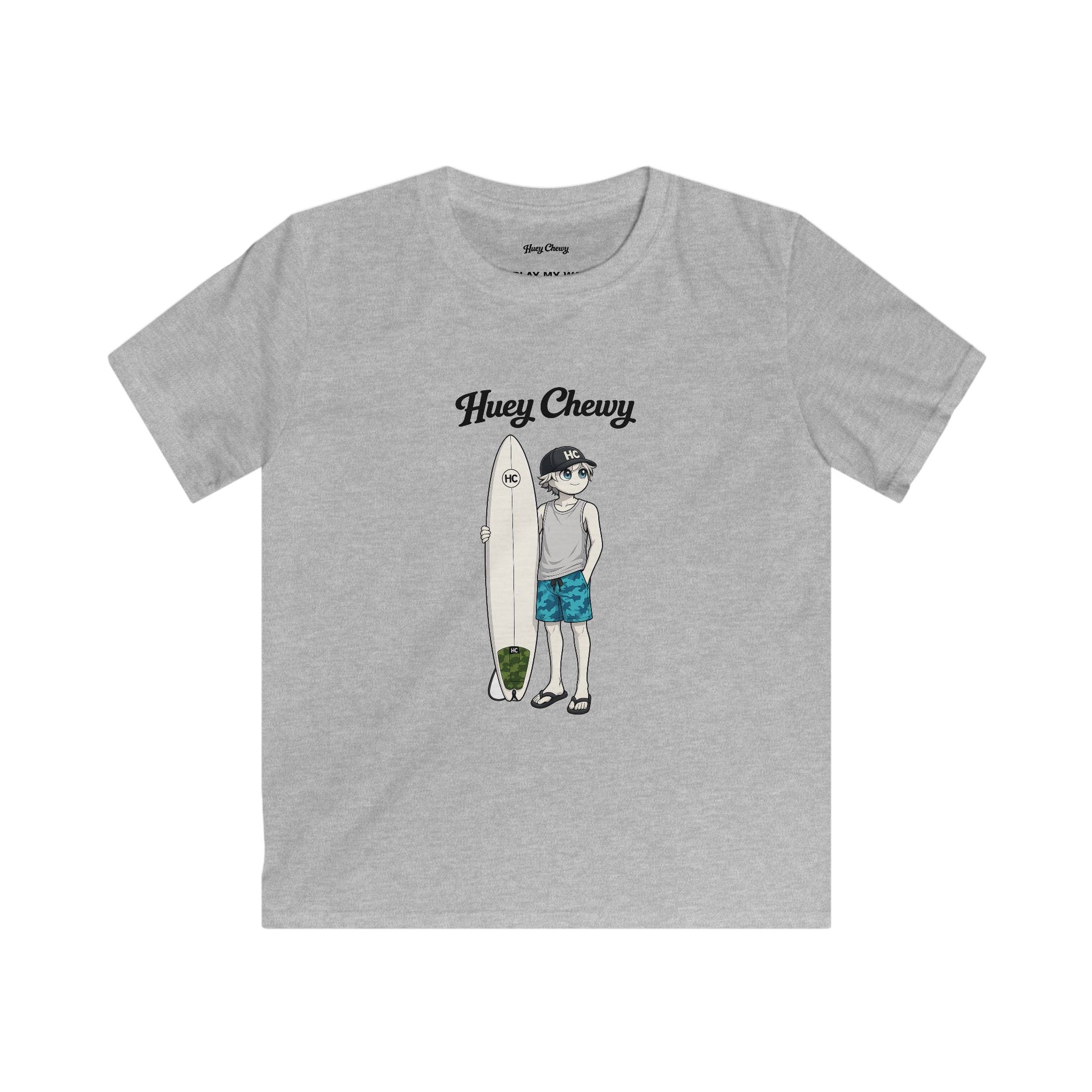 Huey Chewy surfer t-shirt in light grey - flat lay