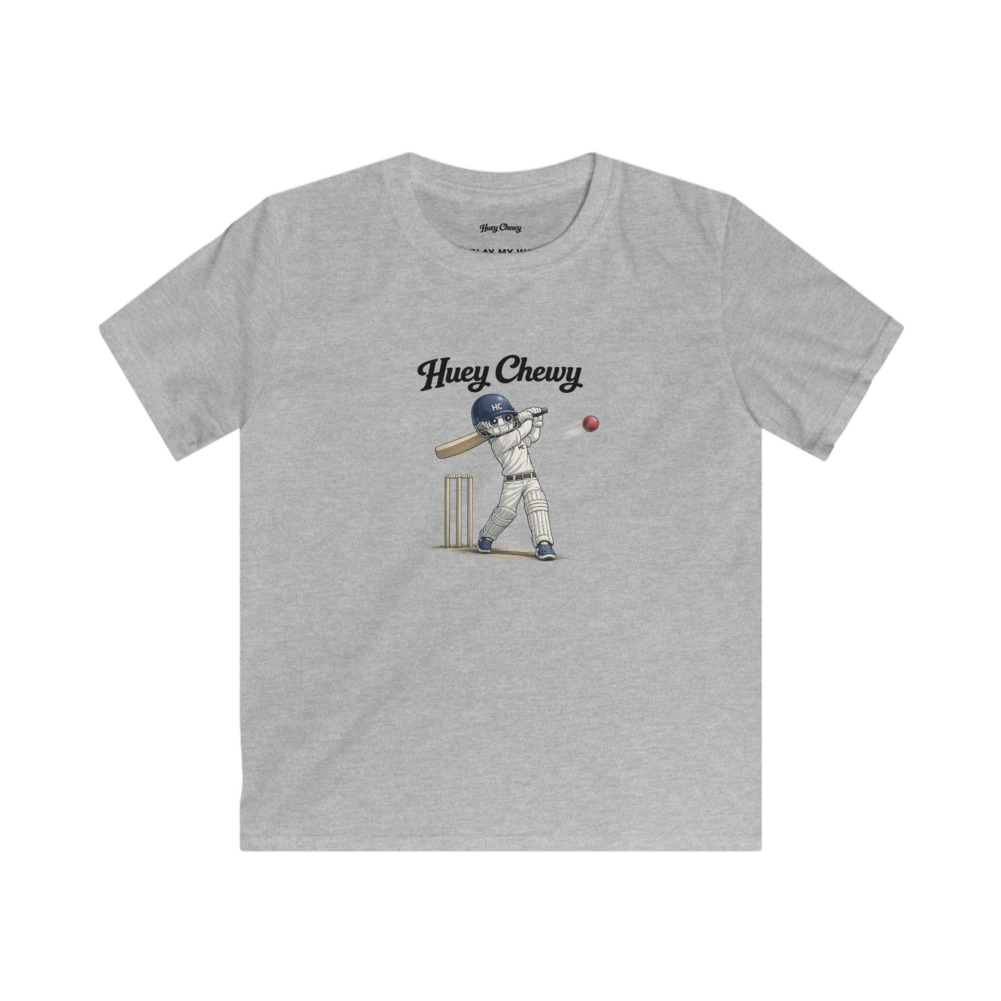 Huey Chewy cricket player t-shirt in light grey - flat lay