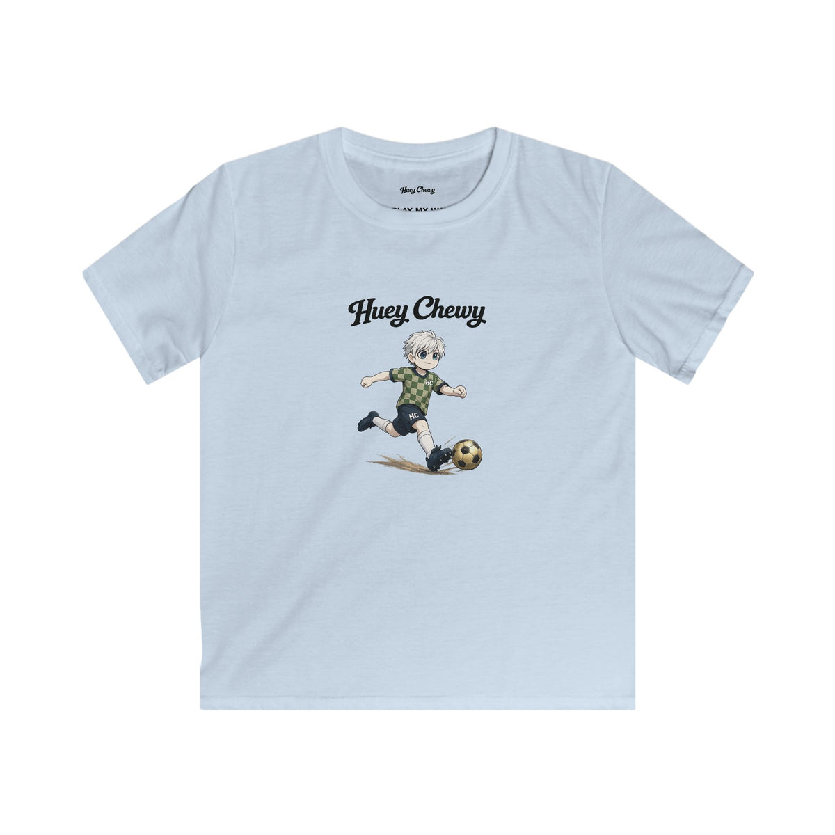 Huey Chewy football player t-shirt in light blue - flat lay