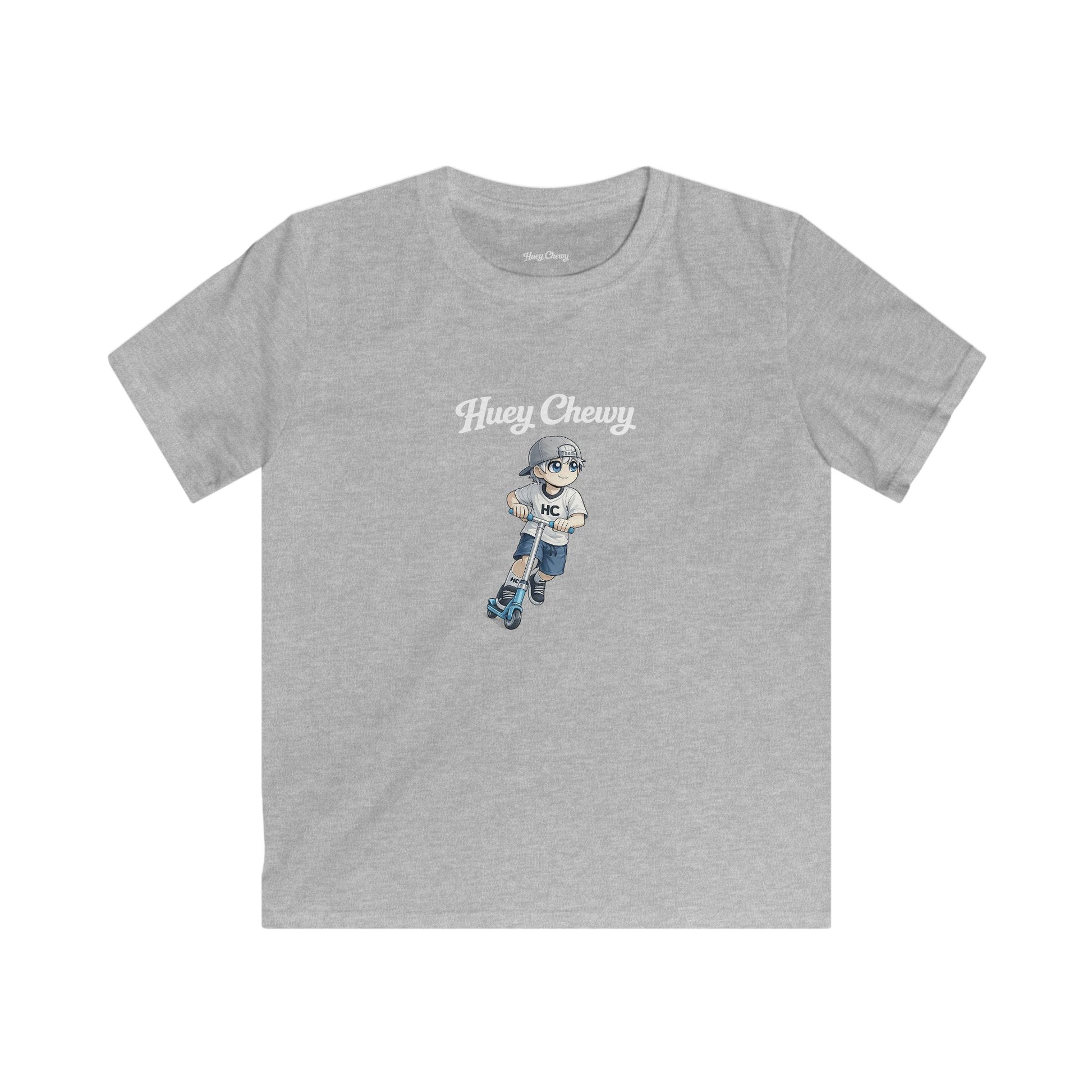 Huey Chewy scooter rider t-shirt in light grey - flat lay