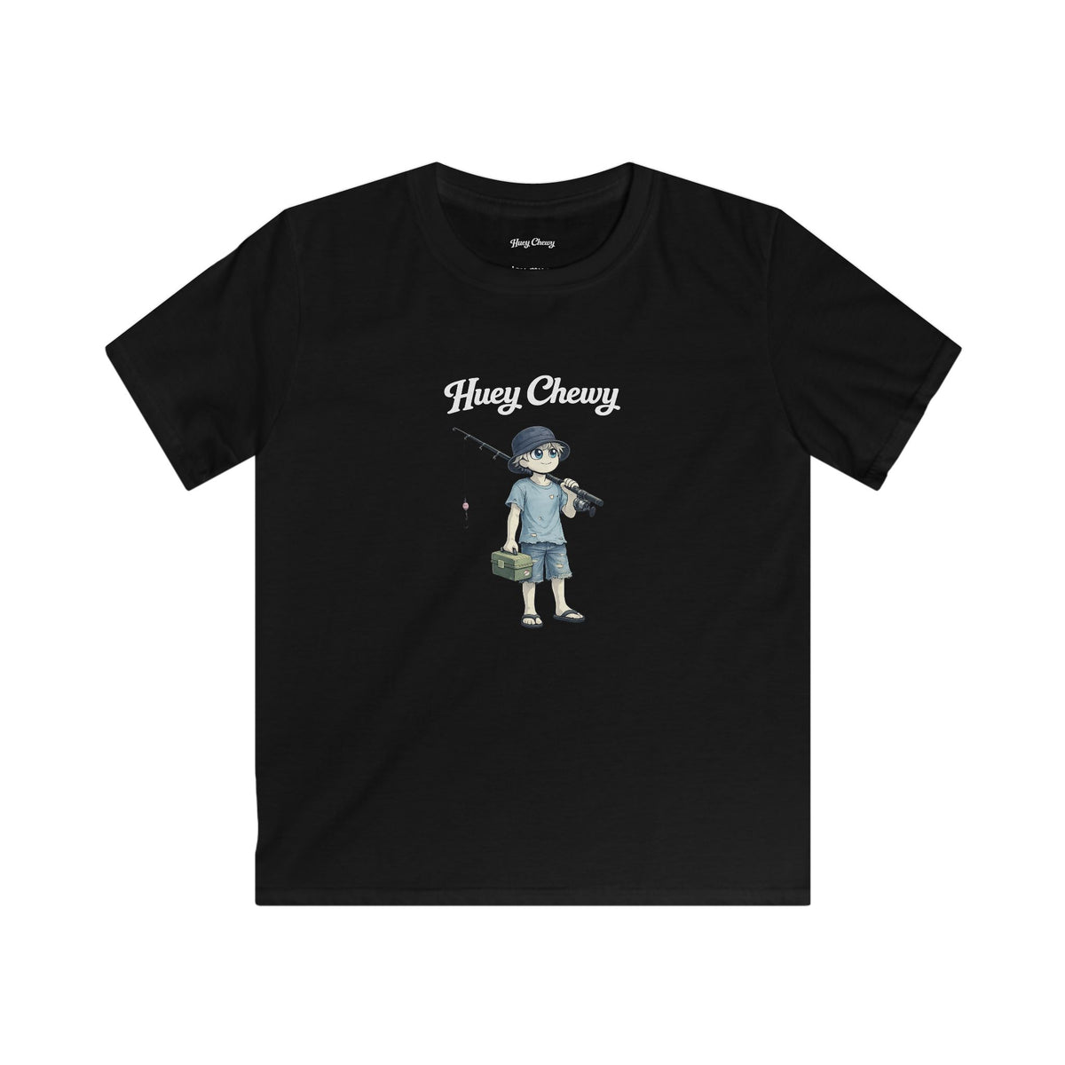 Huey Chewy fisherman t-shirt in black - flat lay