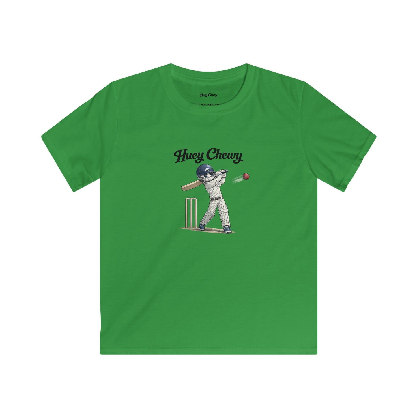 Huey Chewy cricket player t-shirt in green - flat lay