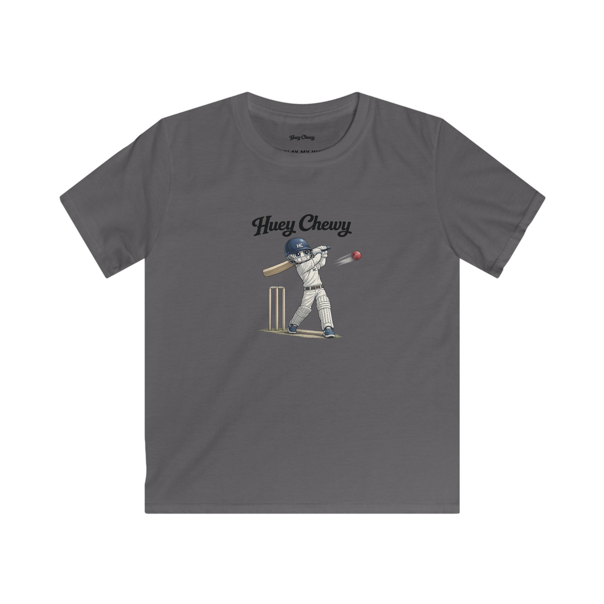 Huey Chewy cricket player t-shirt in grey - flat lay